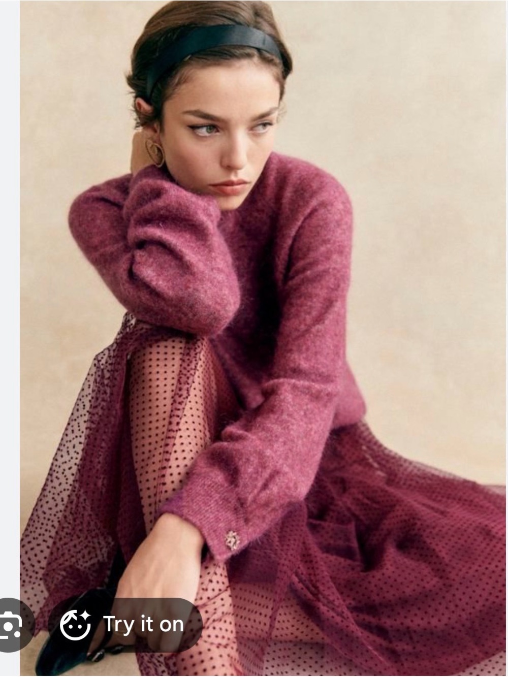 NWOT Sezane Louisa Sweater in RARE Figue color, size Small - Picture 1 of 6